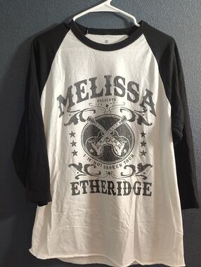 Melissa Etheridge Raglan Band Graphic Tee I'm Not Broken Tour- Black & White